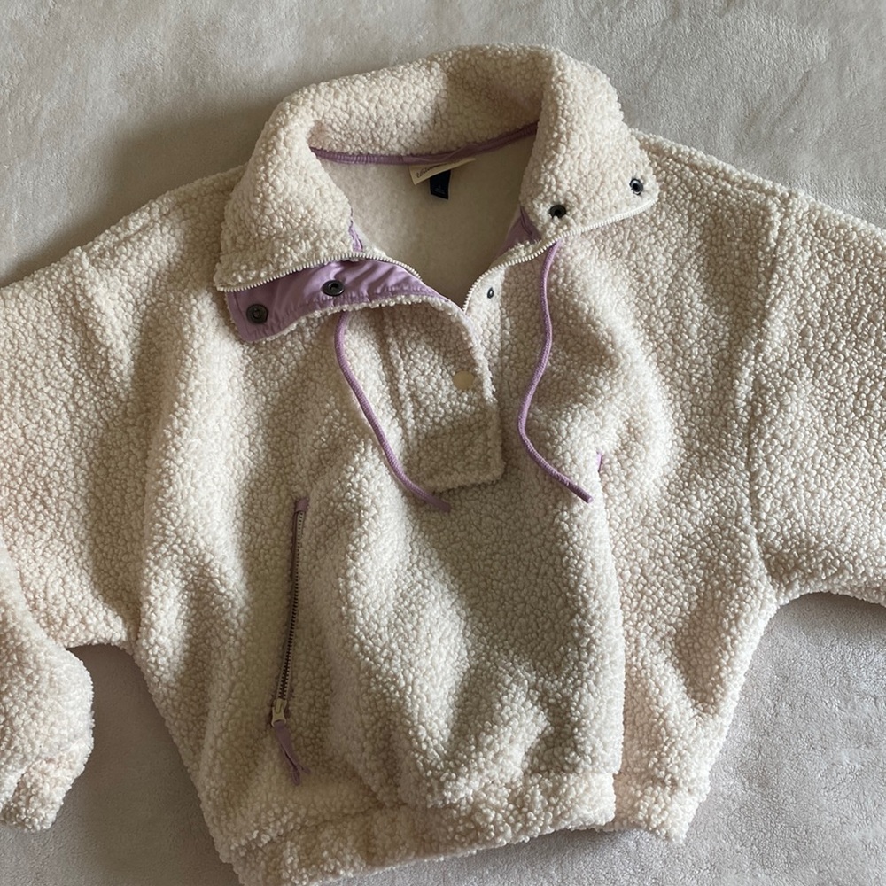 Cream Pullover Fleece quarter zip